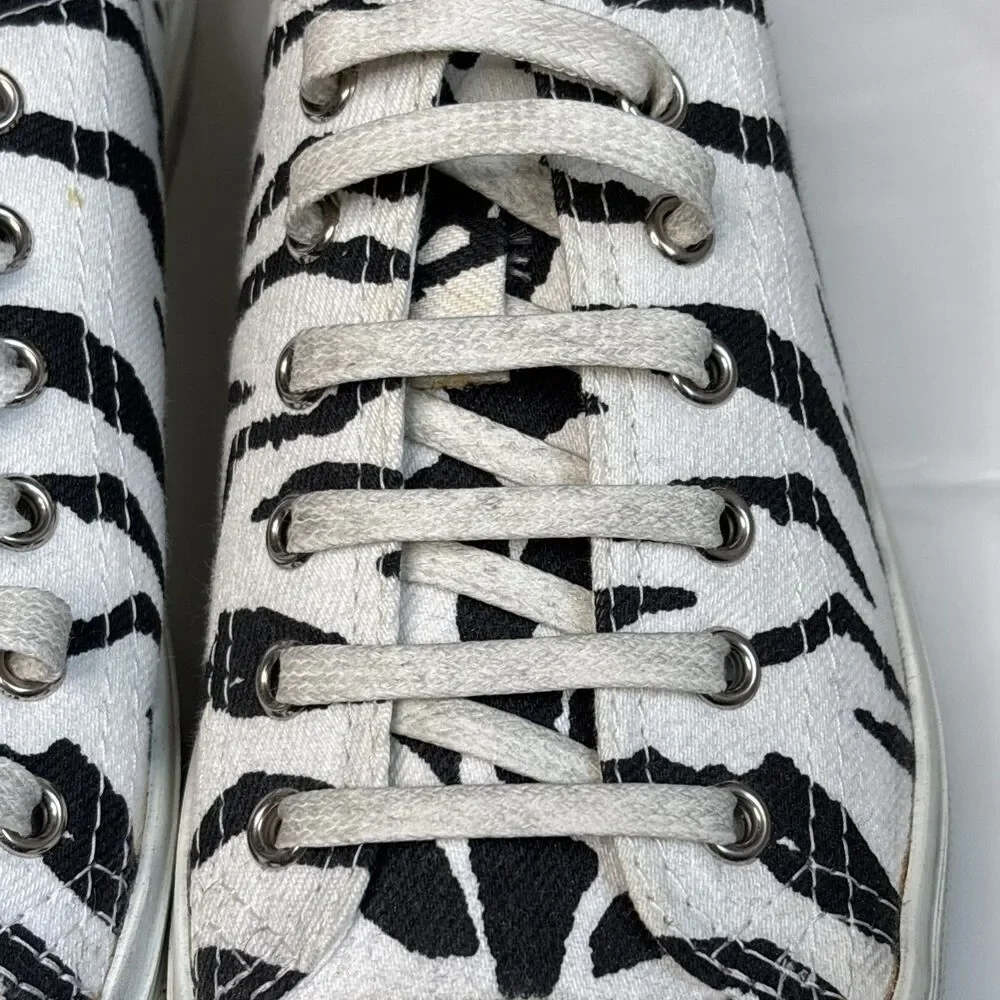 Saint Laurent Paris Zebra Print Low Top Sneakers Canvas Shoes New Box Dust Bag